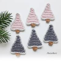 3 gehäkelte Tannenbäume in 2 Farben zur Wahl-Gastgeschenk,Weihnachtsdeko,Weihnachten,Advent,Tischdeko,Streudeko,grau Bild 3