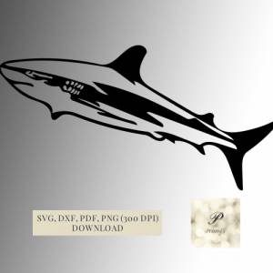 Plotterdatei Hai SVG Datei für Cricut, Hai Meerestiere Design  Digital Download für  Bastel- und Plotterprojekte Bild 1