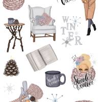 Sticker Sheet, Cozy Winter, Aufkleber Planner Stickers, Scrapbook Stickers Bild 2