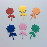 Stanzteile Blumen, 6 Stück in rot, gelb, orange, blau, rosa, grün, zum Kartenbasteln Bild 1