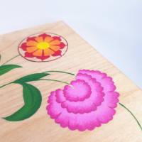 Teebox Sortierbox aus Holz • Bauernmalerei Blumen Skandi • Handbemalt • 9 Fächer Bild 4