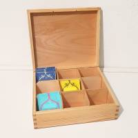Teebox Sortierbox aus Holz • Bauernmalerei Blumen Skandi • Handbemalt • 9 Fächer Bild 6
