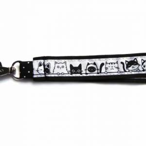 langes Schlüsselband Katze schwarz weiß Baumwollstoff Webband für Schlüssel oder Ausweis-Karte Bild 6