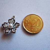 2x Charms Anhänger Micro Pave Blume Strass Transparent Emaille Schwarz 22 mm Bild 3