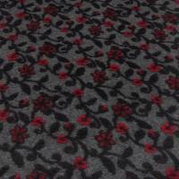 Stoff Ital. Musterwalk Kochwolle Walkloden Relief Blumen Ranken grau rot schwarz Mantelstoff Kleiderstoff Bild 1