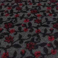 Stoff Ital. Musterwalk Kochwolle Walkloden Relief Blumen Ranken grau rot schwarz Mantelstoff Kleiderstoff Bild 2