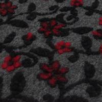 Stoff Ital. Musterwalk Kochwolle Walkloden Relief Blumen Ranken grau rot schwarz Mantelstoff Kleiderstoff Bild 3