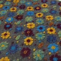 Stoff Ital. Musterwalk Kochwolle Walkloden Relief Blumen Punkte grau curry blau Mantelstoff Kleiderstoff Bild 1