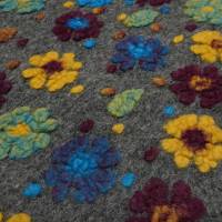 Stoff Ital. Musterwalk Kochwolle Walkloden Relief Blumen Punkte grau curry blau Mantelstoff Kleiderstoff Bild 5
