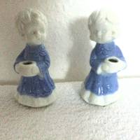 Zwei niedliche Vintage Kerzen-Engel Mädchen & Bübchen aus Porzellan aus den 80er Jahren Bild 1