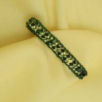 vergoldete Damen-Krawattenklammer grün umhäkelt mit schwarzen Perlen Bild 3