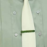 vergoldete Damen-Krawattenklammer grün umhäkelt mit schwarzen Perlen Bild 6