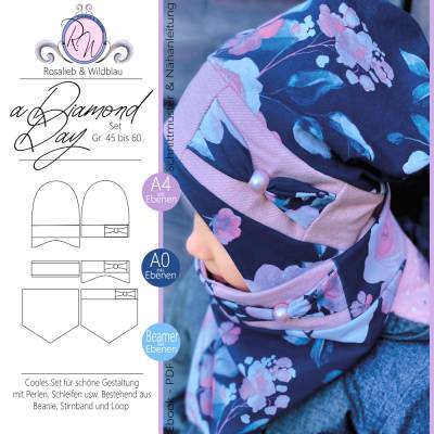 Ebook Schnittmusterset "aDIAMONDday" Beanie, Loop und Stirnband