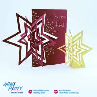 Plotterdatei Pop up – Besonders raffinierte Popup Weihnachtskarte, dekorativer Aufsteller 3D Stern, einfach Pop-up Bild 1