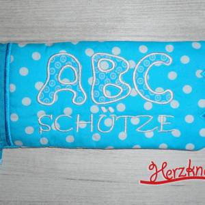 Täschchen in Stifteform, zum Schulstart, "ABC Schütze", für Junge und Mädchen, Einschulung, personalisierbar Bild 1