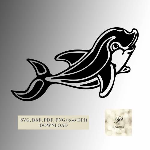 Delfin SVG Datei für Cricut, kindliches Delfin Design  Digital Download lustiges Delfin Motiv, Plotterdatei Meerestiere
