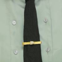 modisch: vergoldete Damen-Krawattenklammer mit weißen Wachsperlen Bild 1