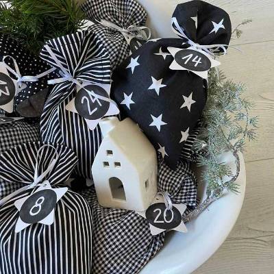 XXL Adventskalender zum Befüllen, Adventskalender mit großen Säckchen, Adventskalender für die ganze Familie