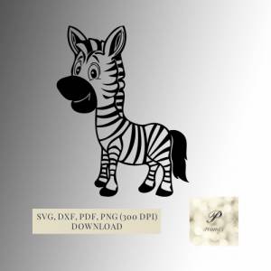 Plotterdatei Zebra Kind SVG Datei für Cricut, Zebra Design  Digital Download süßes Zebrababy Motiv Bild 1