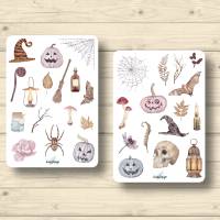 2x Aufkleber Sticker Halloween Kürbisse Spinnennetz Fledermaus, Planner Stickers, Scrapbook Stickers Bild 1