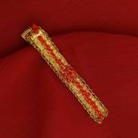 vergoldete Damen-Krawattenklammer mit winzigen roten Perlen - ein Unikat Bild 1