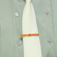 vergoldete Damen-Krawattenklammer mit winzigen roten Perlen - ein Unikat Bild 6