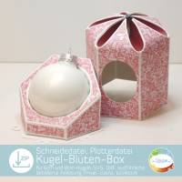 Kugel-Blüten-Box, Plotterdatei für weihnachtliche Kugelverpackung von senSEASONal, für Weihnachtskugeln mit 6cm und 8cm