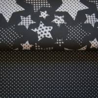 Stoffpaket, Baumwolldruck, anthrazit Sterne, darunter anthrazit Punkte, Stoffpaket Diy, waschbar bis 40°Baumwolle, Bild 1