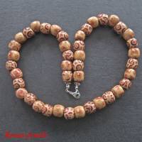 Holzkette kurz rot braun beige Holzperlen Kette Afrika Perlenkette Holzperlenkette Handgefertigt Bild 6