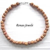 Holzkette kurz rot braun beige Holzperlen Kette Afrika Perlenkette Holzperlenkette Handgefertigt Bild 7