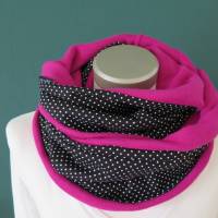 Damen Loop Schal Baumwollfleece schwarz weiß pink Weihnachten Punkte dots Kuschelschal Bild 4