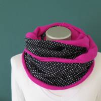 Damen Loop Schal Baumwollfleece schwarz weiß pink Weihnachten Punkte dots Kuschelschal Bild 5
