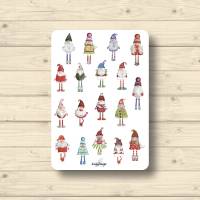 Sticker Sheet, Christmas Gnomes, Aufkleber Planner Stickers, Scrapbook Stickers Bild 1