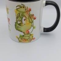 Grinch inspirierte Tasse greenie mit Socken Grumpie Bild 5
