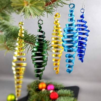 5er Set Zapfen Blau- und Grüntöne, Christbaumschmuck