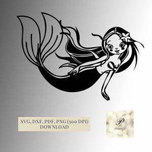 Plotterdatei Meerjungfrau SVG Datei für Cricut, Meerjungfrauen Design  Digital Download süßes Meerjungfrauen Motiv Bild 1