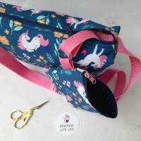 Kinder Umhänge-Tasche Einhorn blau-pink mit kleinem Geldbeutel-Täschchen Bild 4