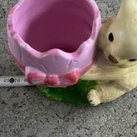 Hase mit Ei als Blumentopf oder Schale ca.20x12cm - Rohling oder Handbemalte wetterfeste Gießkeramik - Unikat Bild 2