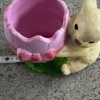 Hase mit Ei als Blumentopf oder Schale ca.20x12cm - Rohling oder Handbemalte wetterfeste Gießkeramik - Unikat Bild 4