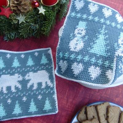 DIY Häkelanleitung Doubleface-Topflappen mit Norwegermuster (PDF)