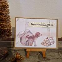 Weihnachtskarte mit süßem Hund - Holz - Wundervolle Weihnachtszeit Bild 1