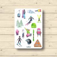 Sticker Sheet, Ski und Snowboard, Aufkleber Planner Stickers, Scrapbook Stickers Bild 1