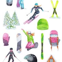 Sticker Sheet, Ski und Snowboard, Aufkleber Planner Stickers, Scrapbook Stickers Bild 2