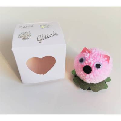6x Glücksbringer, Glücksschwein, Pompomschwein, Neujahrsgeschenk, Silvester, Viel Glück