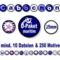 Überraschungs-Paket: Mind. 10 maritime Cabochon-Dateien, Cabochon Vorlagen, 25 mm Größe, Anker, Möwe, Leuchtturm Bild 1