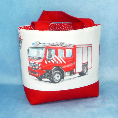 Kindertasche mit großen Feuerwehrautos, gefüttert | Kindergartentasche | Kita Tasche | Stofftasche