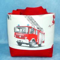 Kindertasche mit großen Feuerwehrautos, gefüttert | Kindergartentasche | Kita Tasche | Stofftasche Bild 2