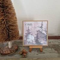 Weihnachtskarte - X-MAS - Wolf - Eule - Bäume Bild 1