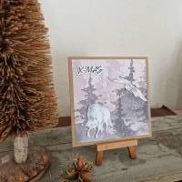 Weihnachtskarte - X-MAS - Wolf - Eule - Bäume Bild 2