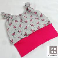 Hose Mütze Babyset Gr. 62/68 grau pink Flamingo Bild 6